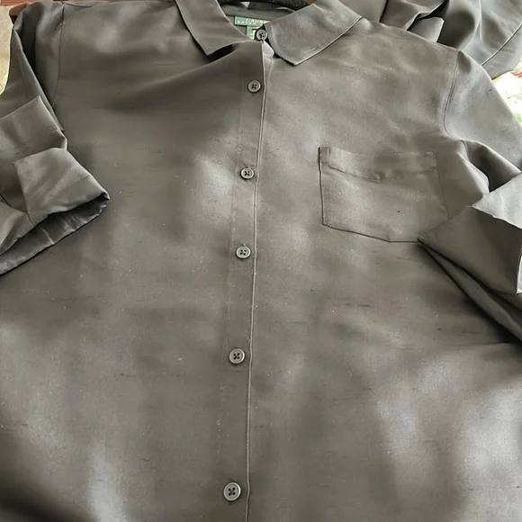 NWT Lauren Ralph Lauren black silk pantsuit